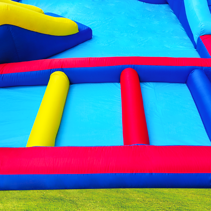 Inflatable Water Slide Park with Splash Pool Climb The Wall, Inflatable Sport Ball and Water Guns, Water Slide