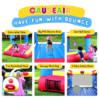 Inflatable Bounce House with GFCI Blower,Jumping Bouncy Castle with Slide