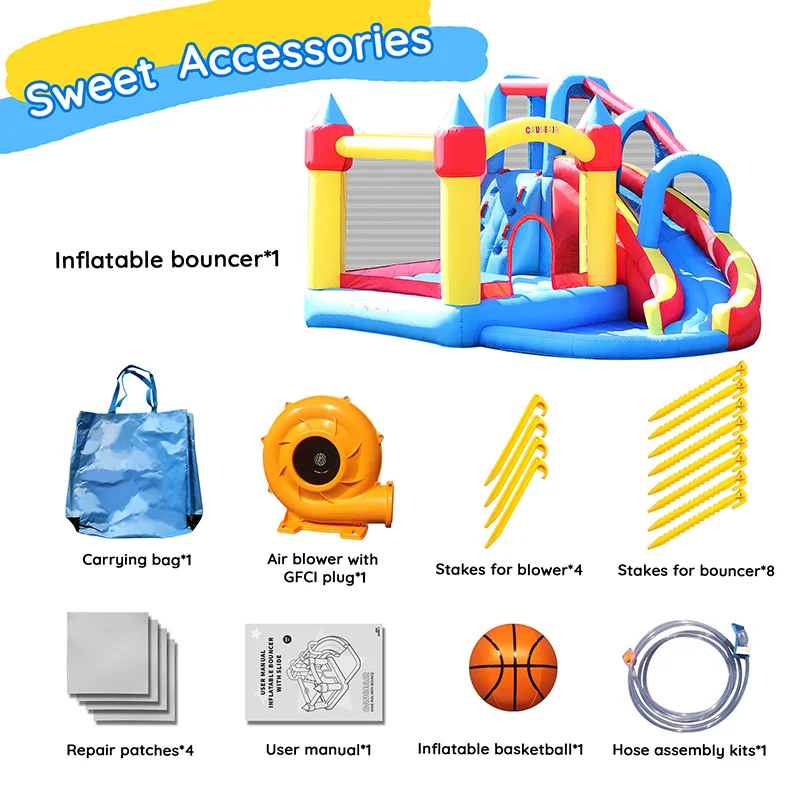 Inflatable Bounce House with Water Slide,Wet and Dry Use