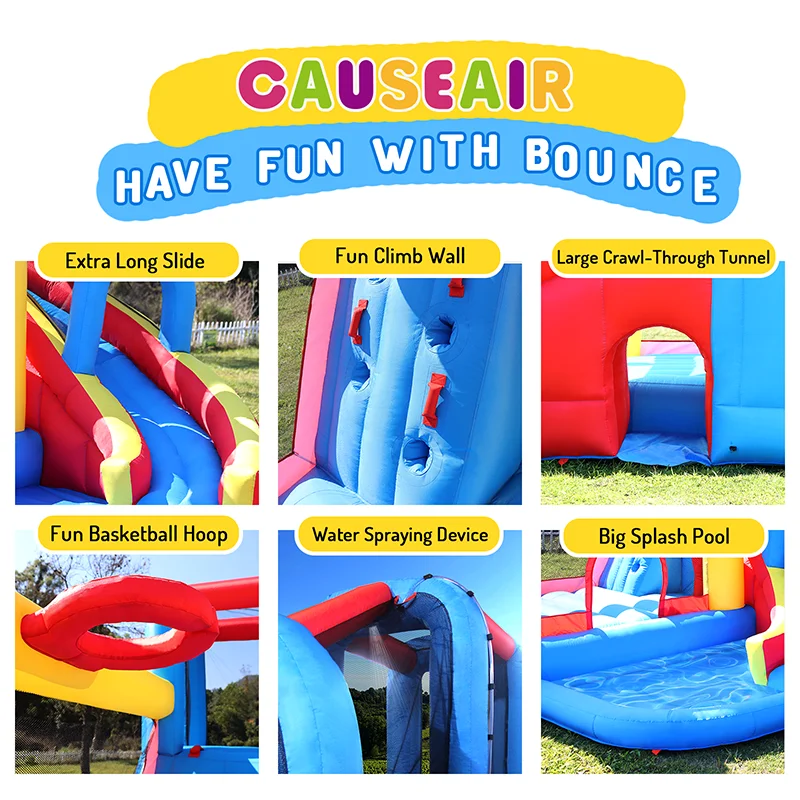 Inflatable Bounce House with Water Slide,Wet and Dry Use