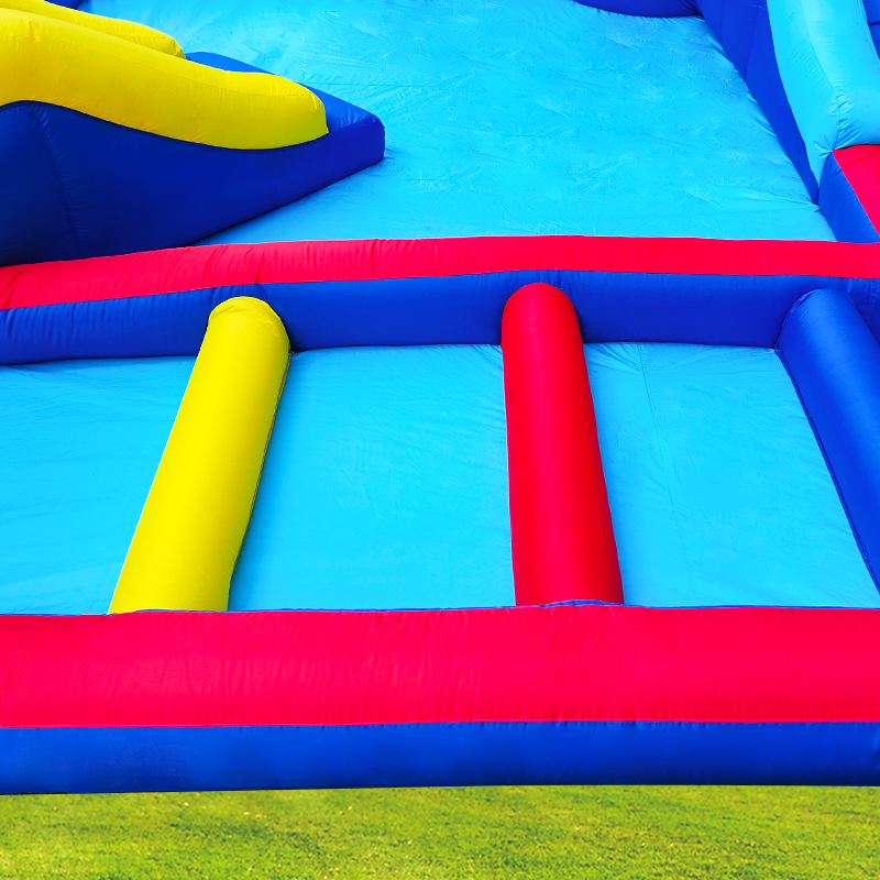 Inflatable Water Slide Park with Splash Pool Climb The Wall, Inflatable Sport Ball and  Water Guns, Water Slide