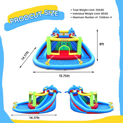 Inflatable Water Slide with Bounce House,Water Park for Kids Backyard Summer