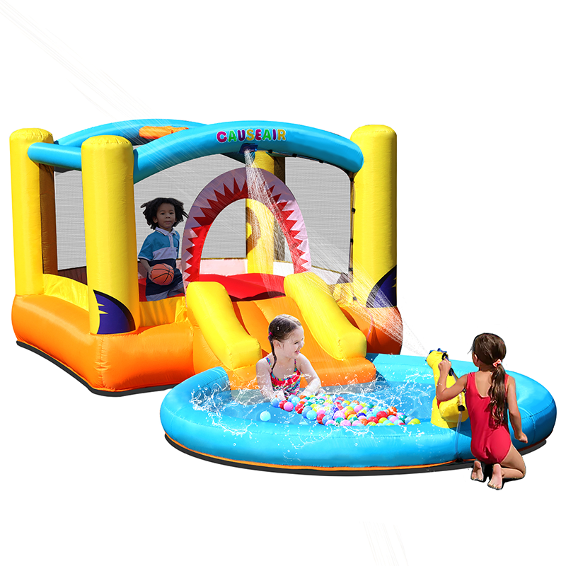 Inflatable Bounce House with Ball Pit & Waterslide,Wet & Dry Use