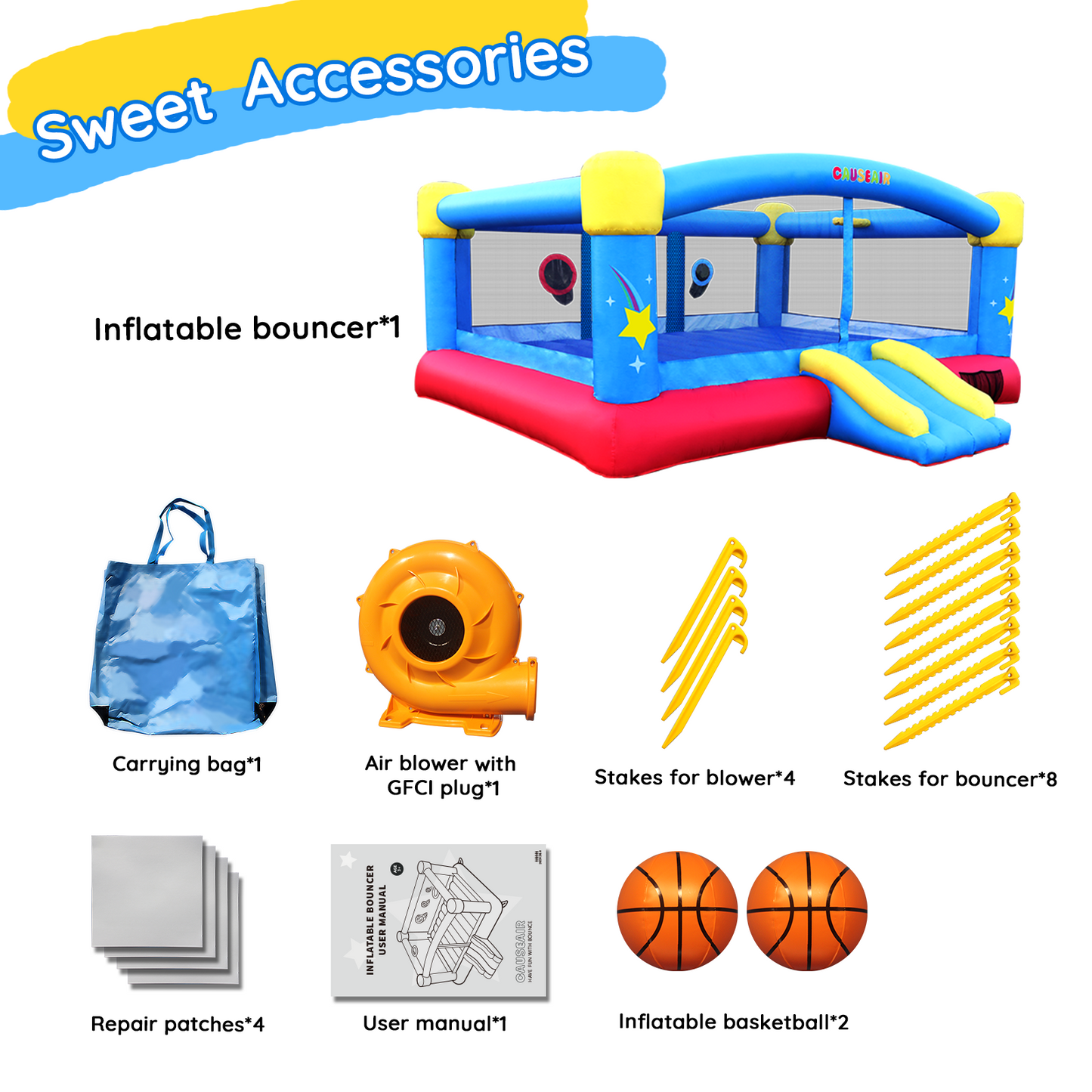 Big Inflatable Bounce House,Reinforced PVC Bounce Floor Holds 6 Kids