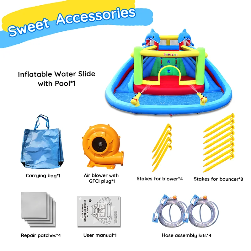 Inflatable Water Slide with Bounce House,Water Park for Kids Backyard Summer