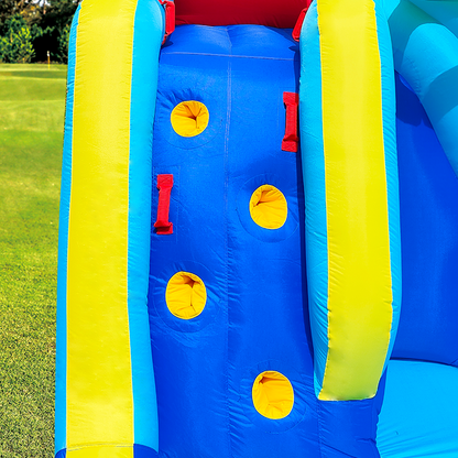 Inflatable Water Park With 2 Water Slides,6 Velcro Balls, Basketball Hoop,Soccer Ball,Water Gun