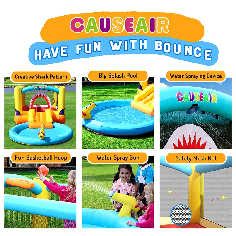 Inflatable Bounce House with Ball Pit & Waterslide,Wet & Dry Use