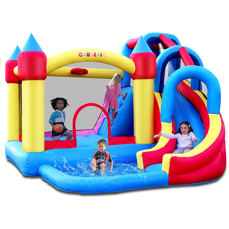 Inflatable Bounce House with Water Slide,Wet and Dry Use