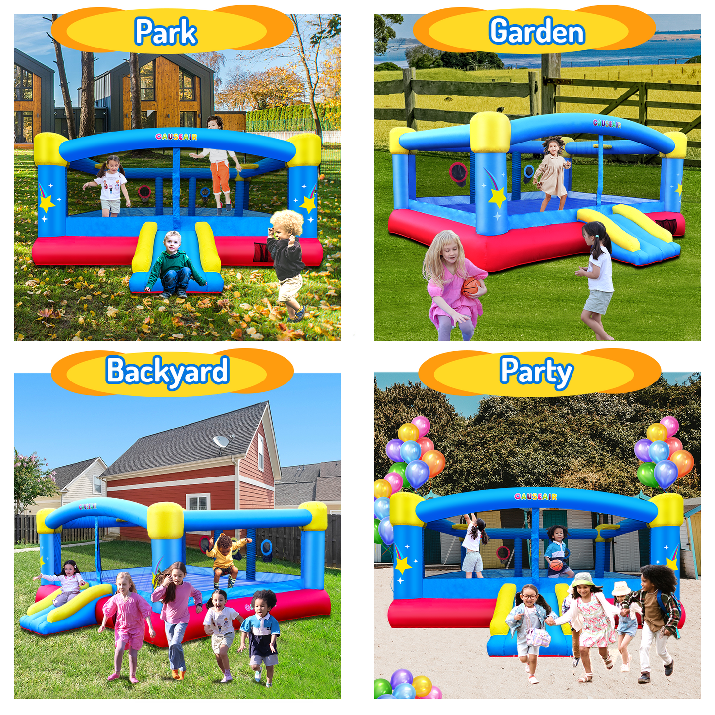 Big Inflatable Bounce House,Reinforced PVC Bounce Floor Holds 6 Kids