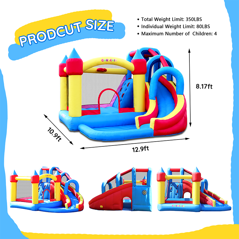 Inflatable Bounce House with Water Slide,Wet and Dry Use